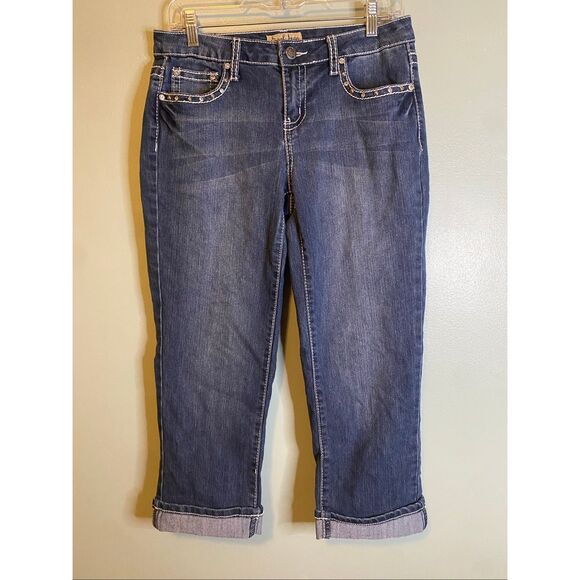 Earl Jeans Beaded Embellished Capri Pants Size 6 - Picture 1 of 5